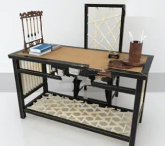 Retro Working Table Set 3d model Retro Working Table Set 3d model