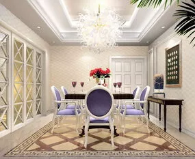 Modern Purple Restaurant Design 3d model