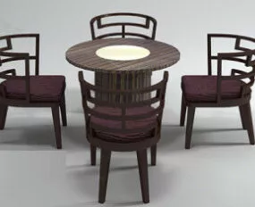 Antique Wooden Tea Table 3d model