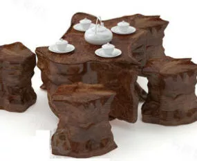 Chinese Wood Tea Table 3d model