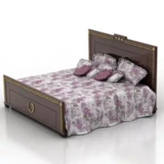 Purple Floral Texture Bed 3d model Purple Floral Texture Bed 3d model