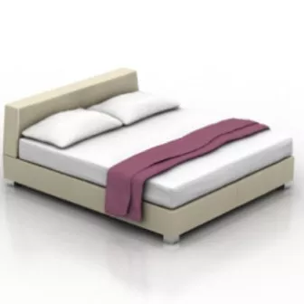 Double Wooden Bed 3d model Double Wooden Bed 3d model