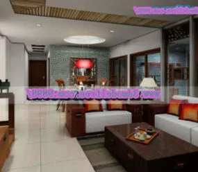 Chinese Modern Living Room Interior 3d model