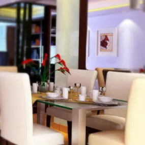 Open Kitchen Design Interior Scene 3d model