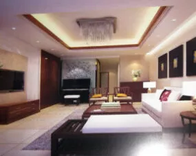 Simple Design Chinese Living Room Interior Scene 3d model