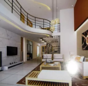 Simple Living Room Interior Scene 3d model