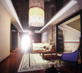Dark Living Room Interior Scene 3d model