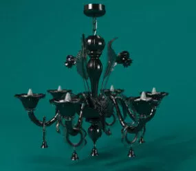 Black Wrought Iron Chandelier 3d model
