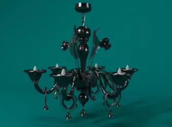 Black Wrought Iron Chandelier 3d model Black Wrought Iron Chandelier 3d model