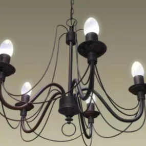 Elegant European High Precious Metal Chandelier 3d model