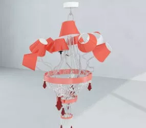 European-style Pink Crystal Pendant Chandelier 3d model