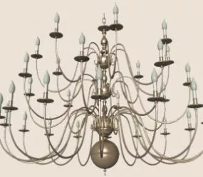 Continental Iron Metal Glass Chandelier 3d model