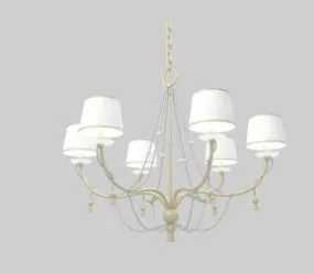Continental White Elegant Wrought Iron Chandelier 3d model