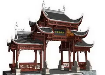 Ancient Archway Chinese Building 3d model Ancient Archway Chinese Building 3d model