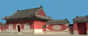 Chinese Temple Gate Building 3d model
