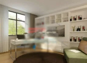 Home Library Room Interior Scene 3d model