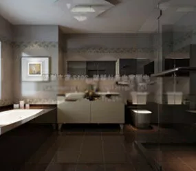 Family Bathroom Interior Scene 3d model