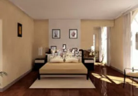 Simple Bedroom Interior Scene 3d model