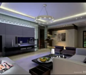 Family Living Room Interior Scene 3d model
