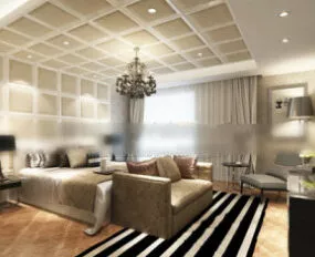 Spacious Bedroom Design Interior Scene 3d model