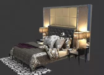 Dark Modern Bedroom Interior 3d model Dark Modern Bedroom Interior 3d model