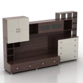 Interior Large Bookcase Free 3d model Interior Large Bookcase Free 3d model