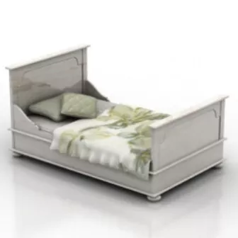 White Single Bed 3d model White Single Bed 3d model