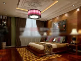 Chinese Bedroom Interior Scene 3d model