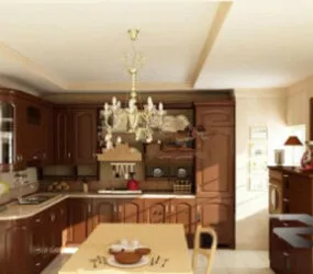 Modern Wooden Kitchen 3d model