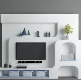 Milky Elegant Tv Wall 3d model