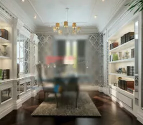 Interior Fresh Study Room Design 3d model