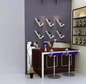 House Wet Bar Decor Interior Scene 3d model