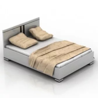 Simple Double Bed 3d model Simple Double Bed 3d model