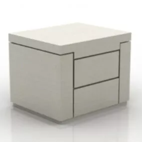 Simple White Bedside Cabinet 3d model