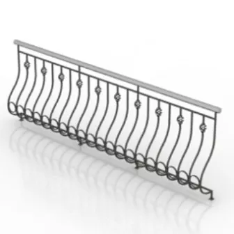 European Railing 3d model European Railing 3d model