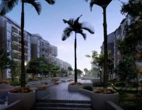 Apartment Community Outdoor Scene 3d model