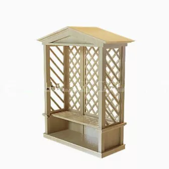 Square Pavilion With Textile Curtain 3d model