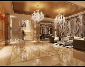 Continental Hotel Lobby Interior Scene 3d model