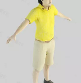 Yellow T-shirt Shorts Man Character 3d model