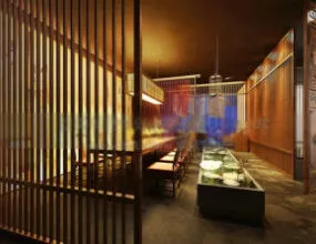 Classical Restaurant Interior Scene 3d model