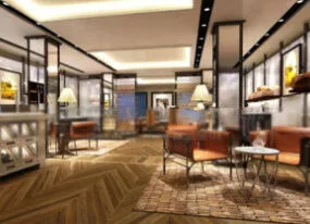 Tea Room Decor Interior Scene 3d model