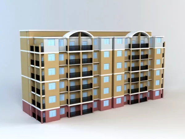 Glass Facade Condominium Complex 3d model