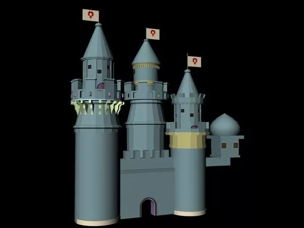 Castle With Village Isometric Architecture 3d model