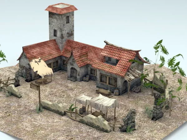 Asian Farmhouse Exterior Scene 3d model Asian Farmhouse Exterior Scene 3d model