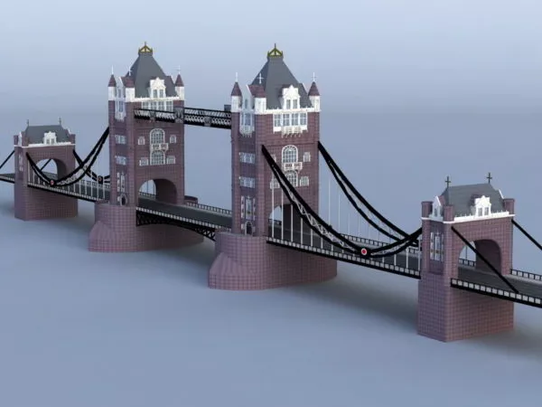 Old Curved Wooden Bridge 3d model