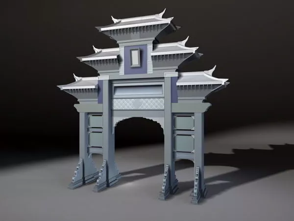 Wrought Iron Gate Fence Curved Top 3d model