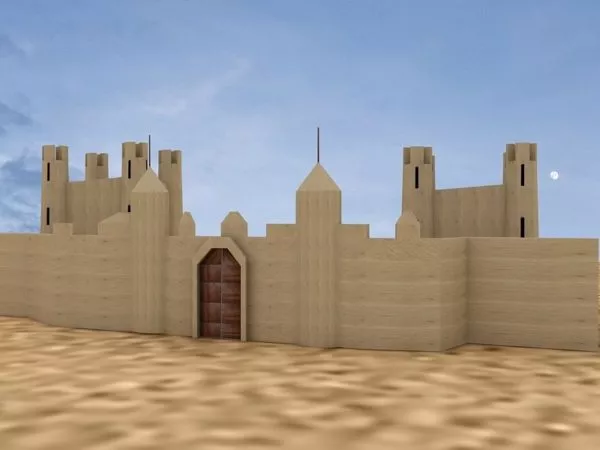 Castle Building With Grass Garden 3d model