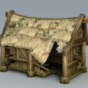 Abandoned Small Cottage 3d model