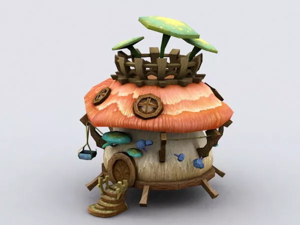 Colorful Cartoon Mushroom 3d model