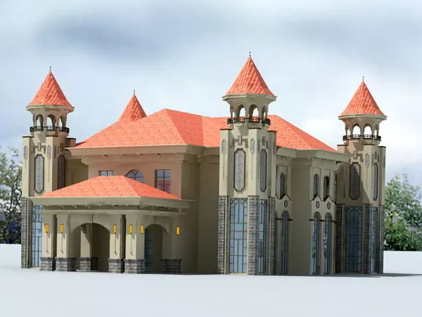 Large Mansion With Garden 3d model